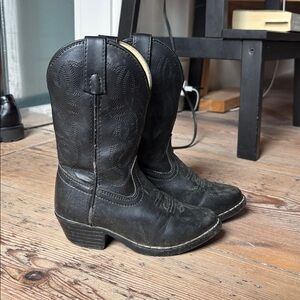 Black Leather Genuine Cowboy Boots